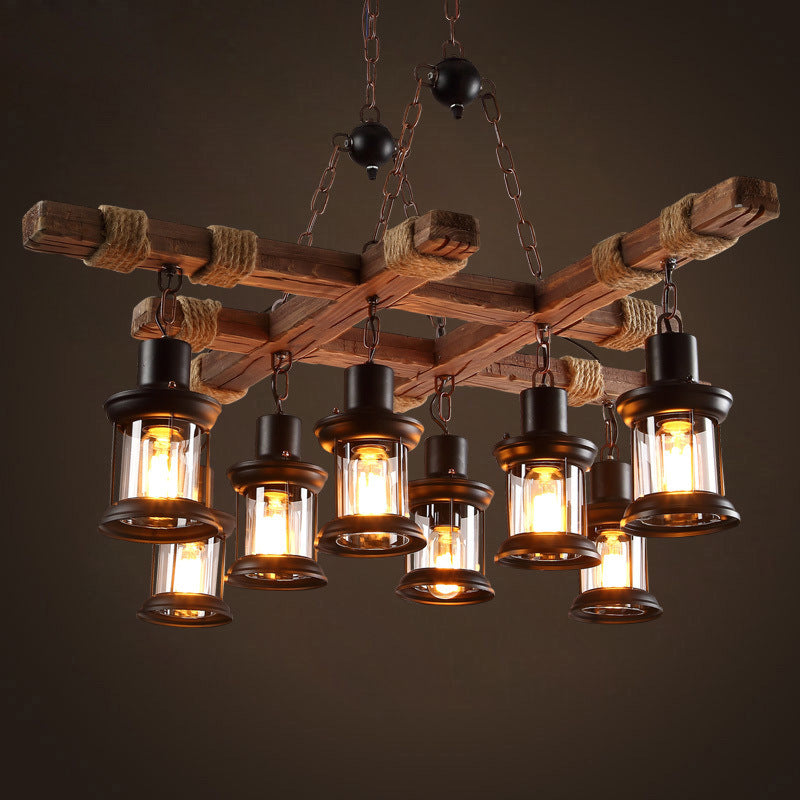 Brio Industriële LED Klassieke Kroonluchters Hout Glas Woonkamer