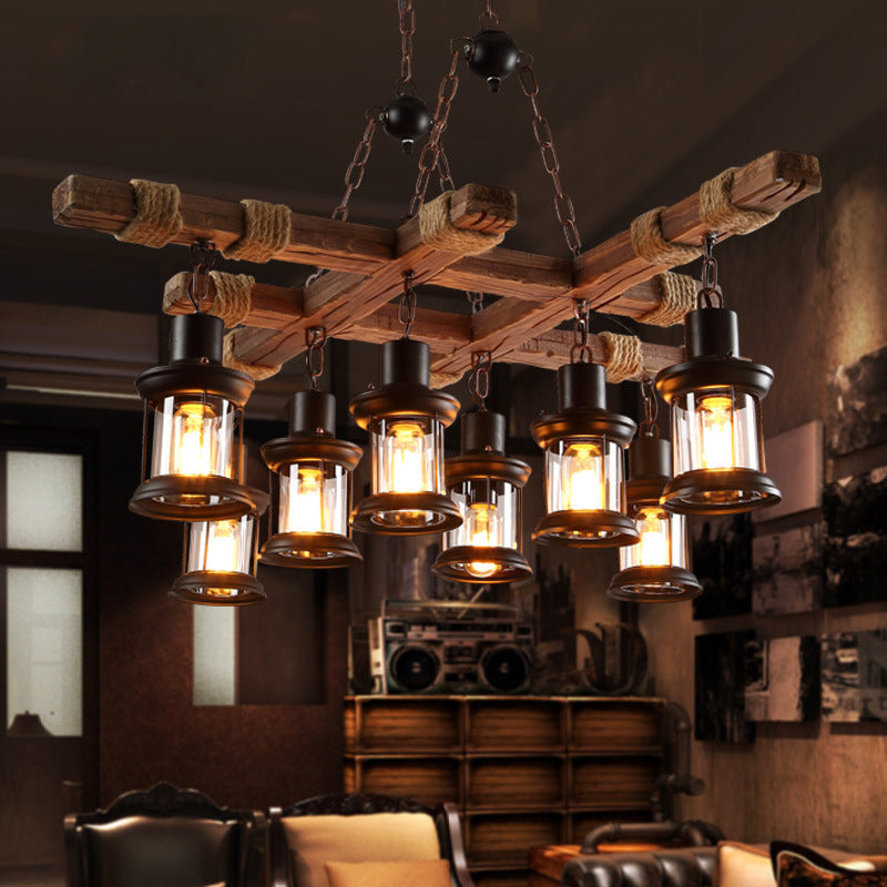 Brio Industriële LED Klassieke Kroonluchters Hout Glas Woonkamer