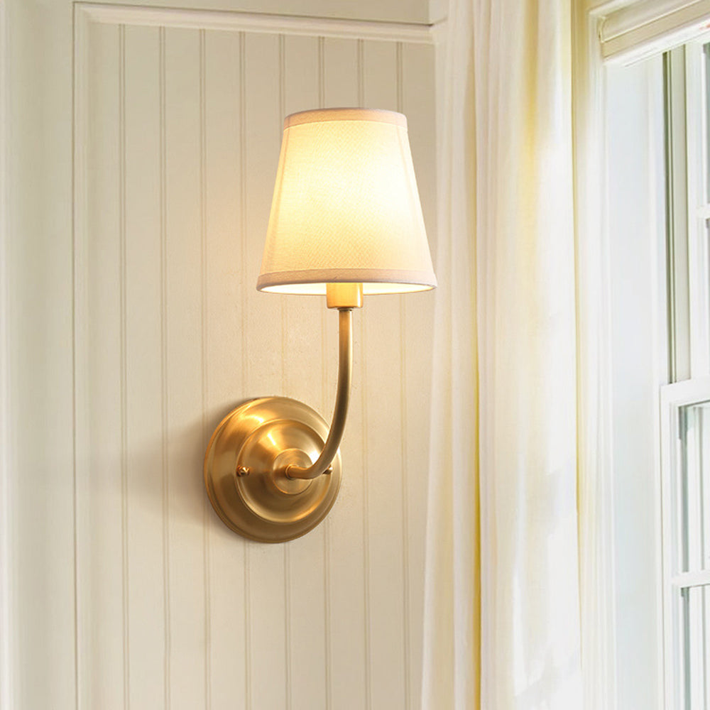 Valerio Vintage Rustic Lantern Metal/Fabric LED Wall Lamp, Gold