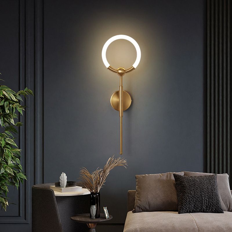 Alonza Moderne Ring Wastafel Wandlamp, Zwart/Goud, Eetk/Badkamer