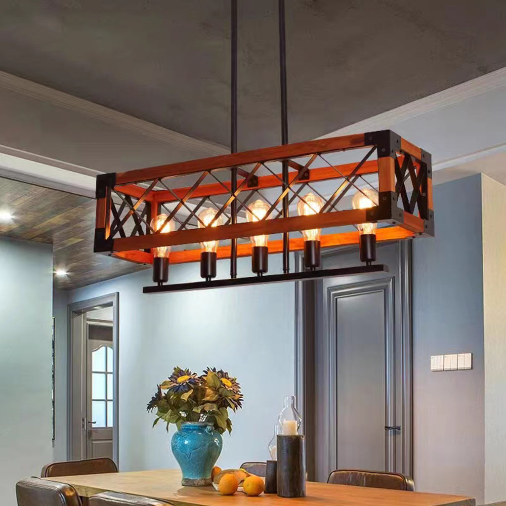 Solomon Industriele LED Hanglamp Metaal Hout Woonkamer Eetkamer