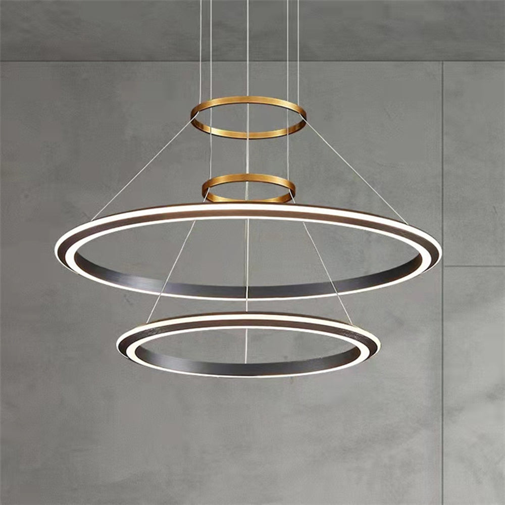 Alonza Minimalist Ring Metal Pendant Light, Black
