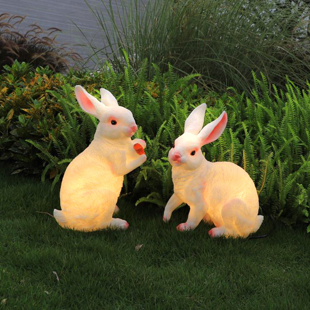 Elio Cute Rabbit Resin Outdoor Floor Lamp, White&Pink