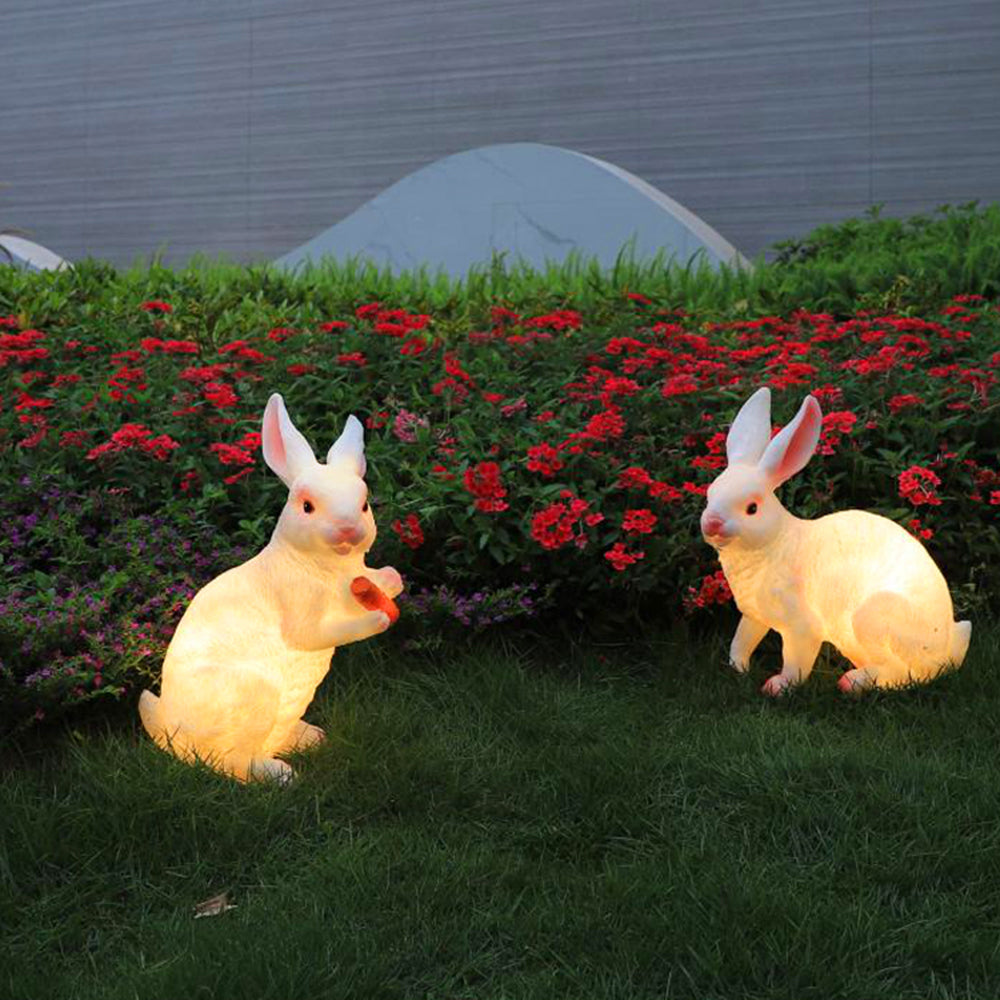 Elio Cute Rabbit Resin Outdoor Floor Lamp, White&Pink