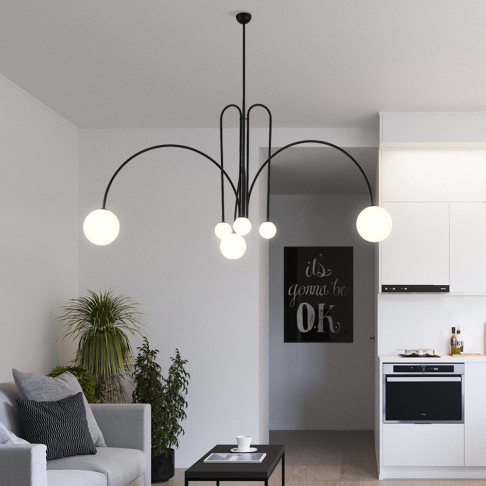 Elio Moderne Met Dubbele Laag Glas Wit/Zwarte Hanglamp, Woonk/Eetk/ Slaapkamer