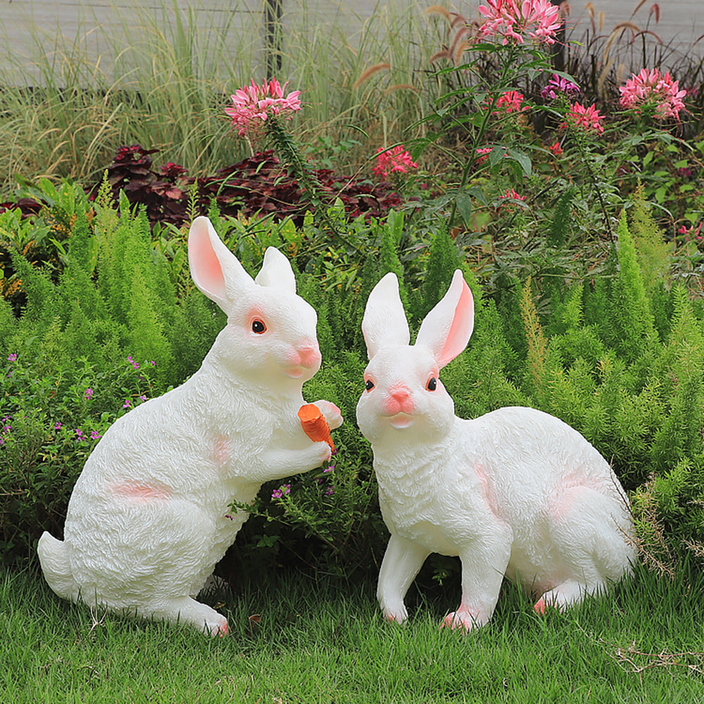 Elio Cute Rabbit Resin Outdoor Floor Lamp, White&Pink