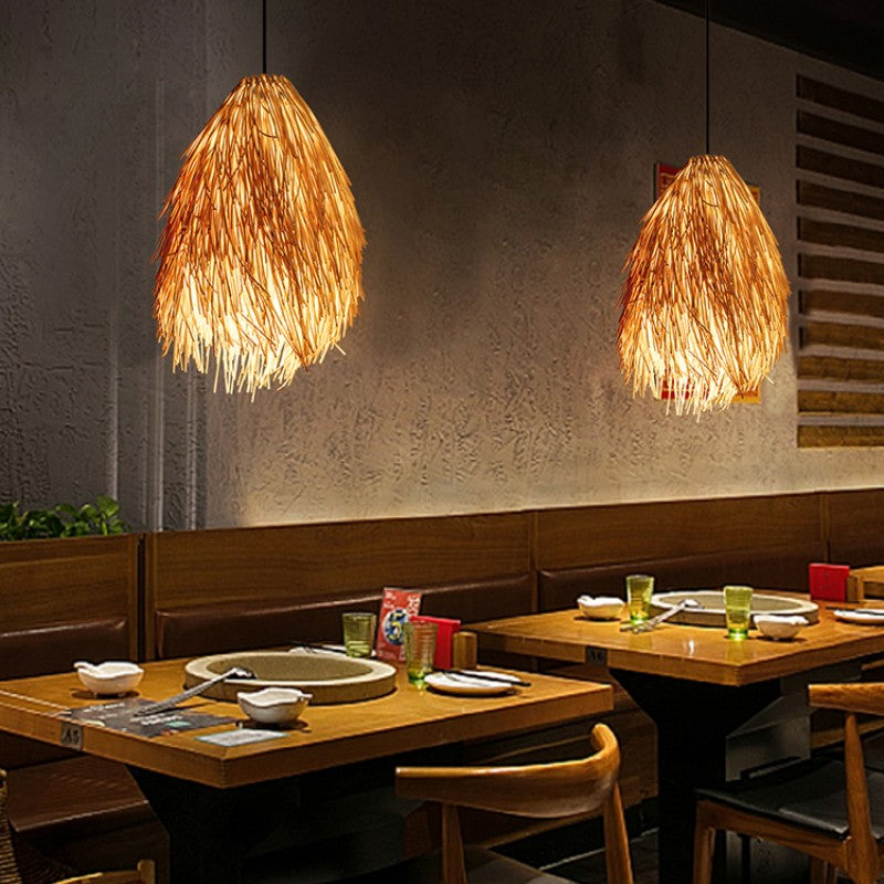 Muto Moderne Design LED Hanglamp Rattan Slaapkamer Woonkamer
