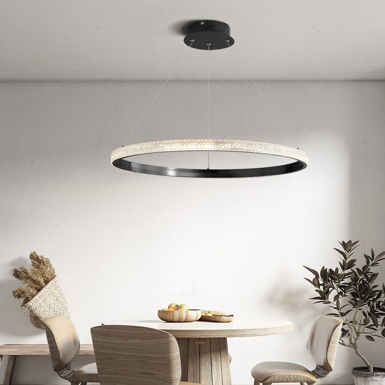 Kirsten Moderne Ronde LED Hanglamp Zwart/Goud Metaal/Arcyl Slaap/Woon/Eetkamer