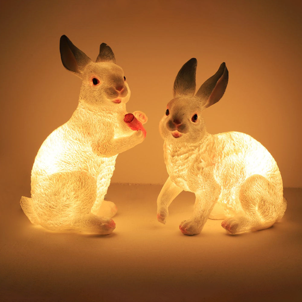 Elio Cute Rabbit Resin Outdoor Floor Lamp, White&Pink