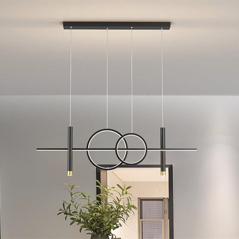 Madina Lineaire LED Hanglampen Zwart Goud Metaal Silicagel Eetkamer