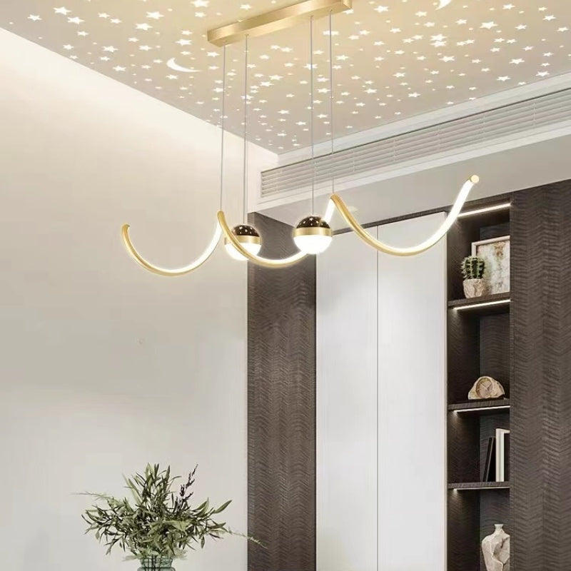 Madina Design Golvende Vorm LED Hanglampen Zwart/Wit/Goud Metaal/Acryl Kantoor
