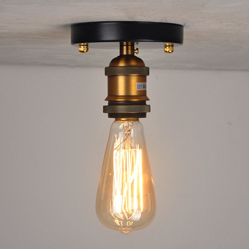 Valerio Retro Industrial Flush Mount Ceiling Light, Metal