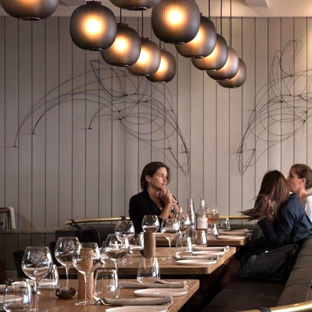 Hailie Ronde LED Hanglampen Grijs Metaal Glas Eetkamer Woonkamer