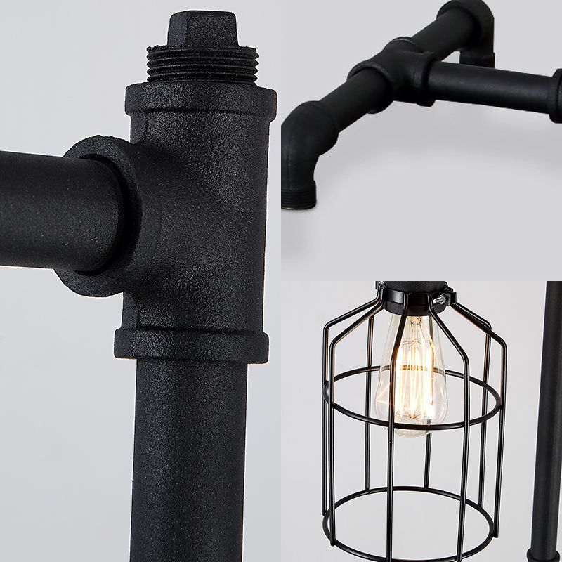 Valerio Retro Metalen Design Vloerlamp Met Vogelkooi 3 Koppen Zwart