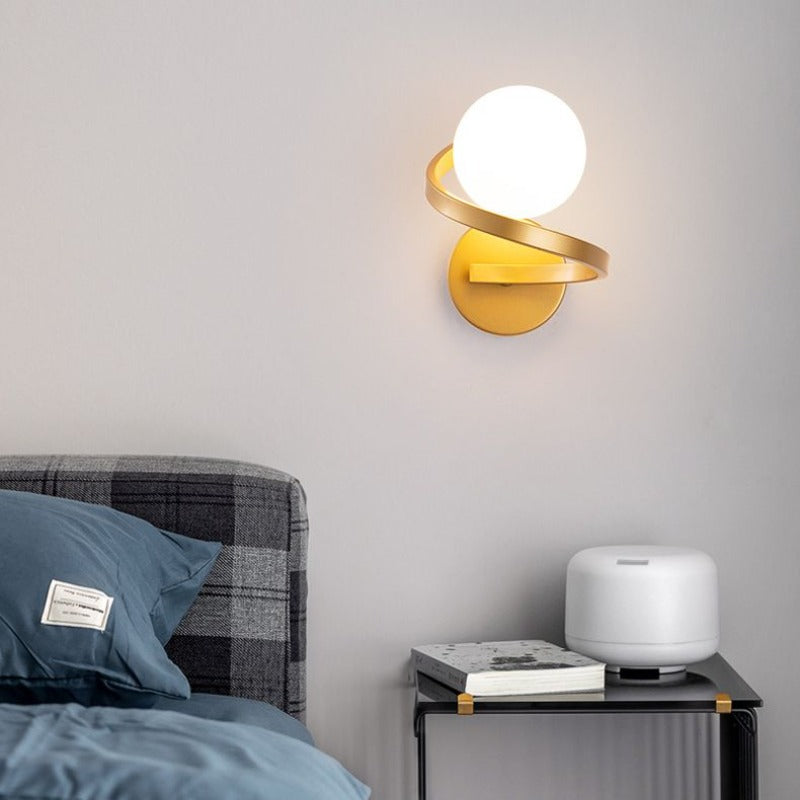 Louise Moderne Bol LED Wandlamp Metaal/Glas Zwart/Goud Slaap/Woon/Badkamer