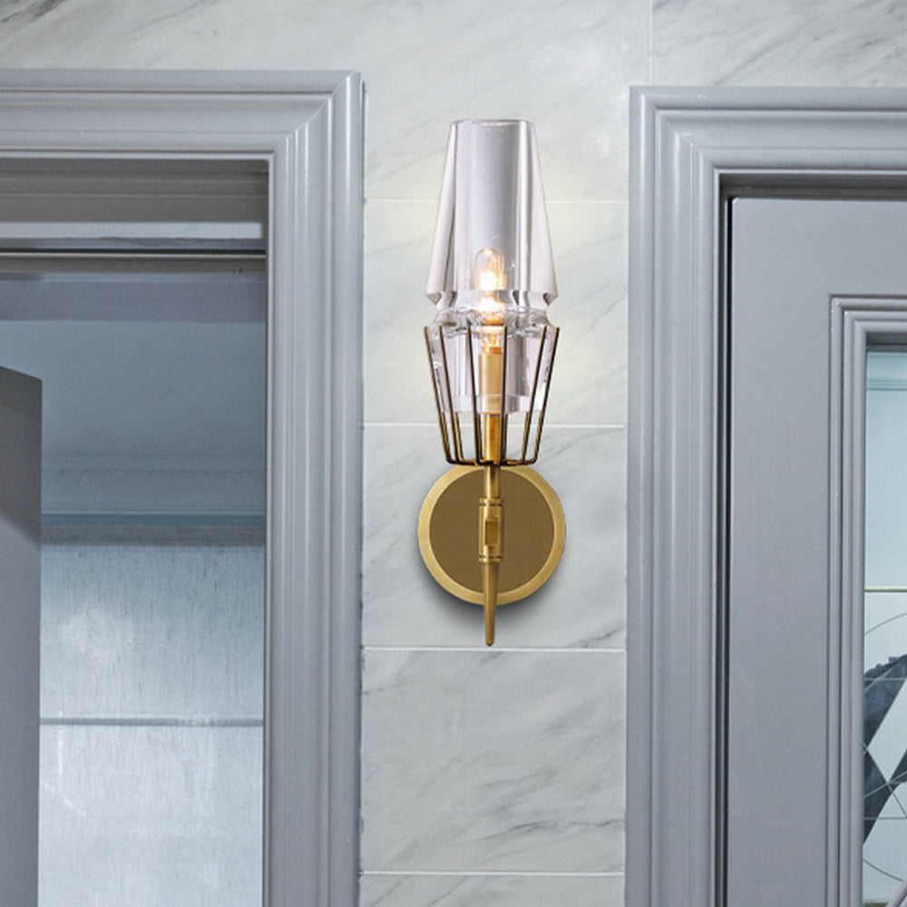 Orsini Vintage Lantaarn Metaal/Glazen Wandlamp Goud Slaapkamer/Woonkamer/Eetkamer