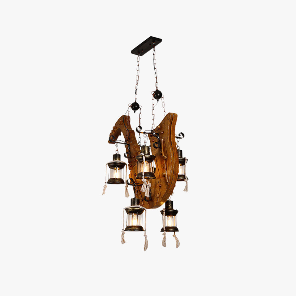 Brio Retro Saxophone Metal/Wood Pendant Light, Walnut