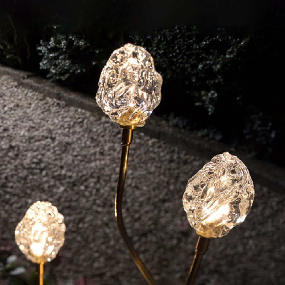 Carina Decoratieve Bloem LED Vloerlamp Goud Metaal/Glas Buiten