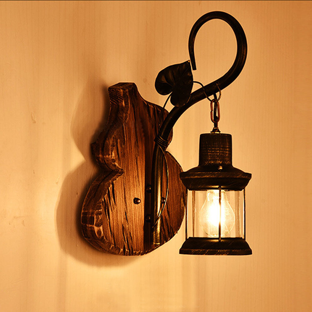 Carina Cucurbits/Kaars Vintage Wandlamp, Hout/Metaal, Woonk/Eetk/ Slaapkamer