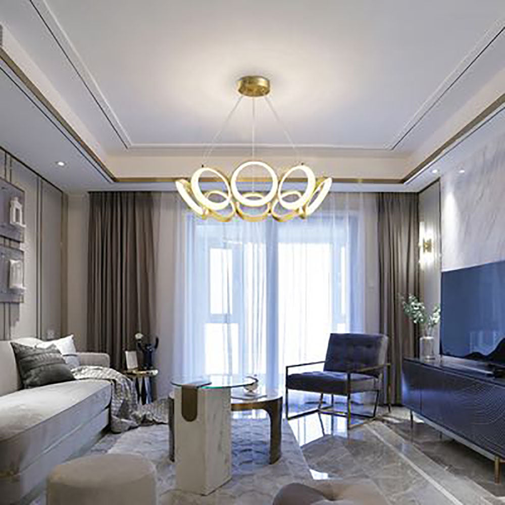 Alonza Luxury Ring Metal Pendant Light, Gold