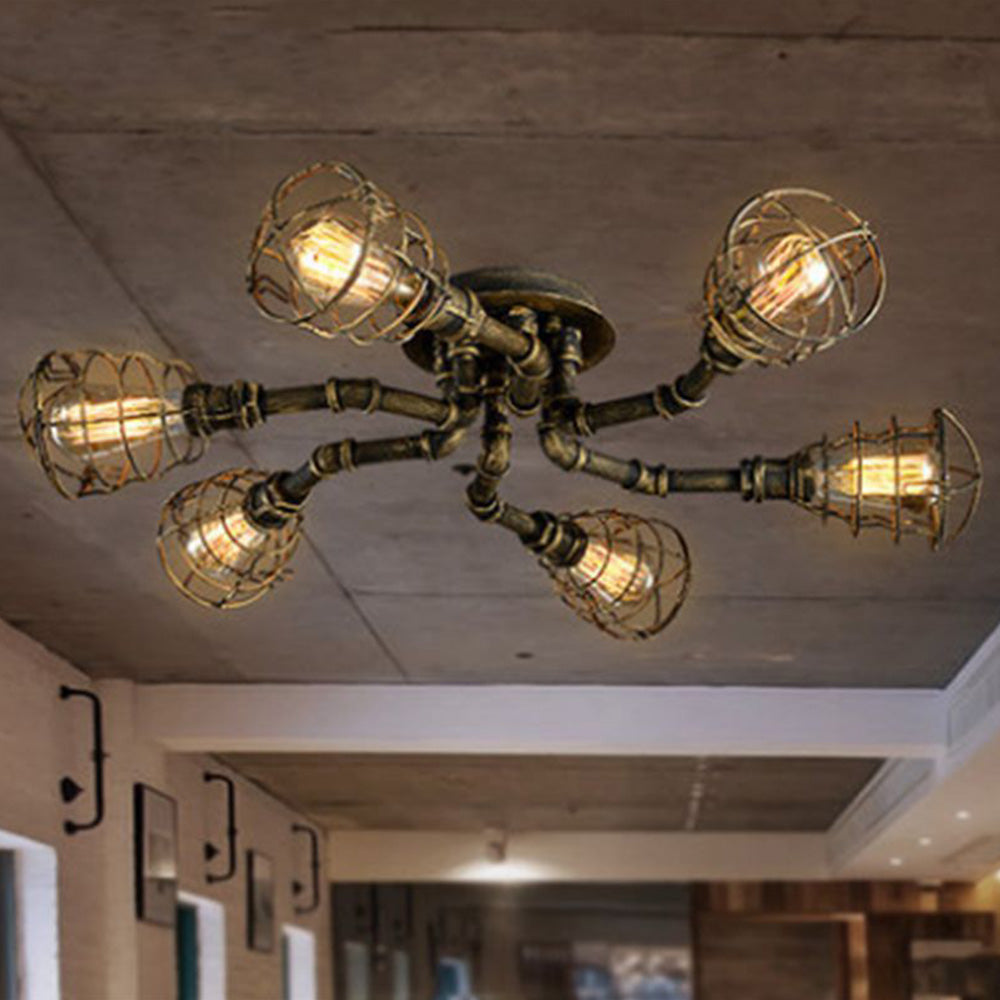 Cedric Industriele LED Plafondlamp Zwart/Messing Metaal Woon/Slaapkamer