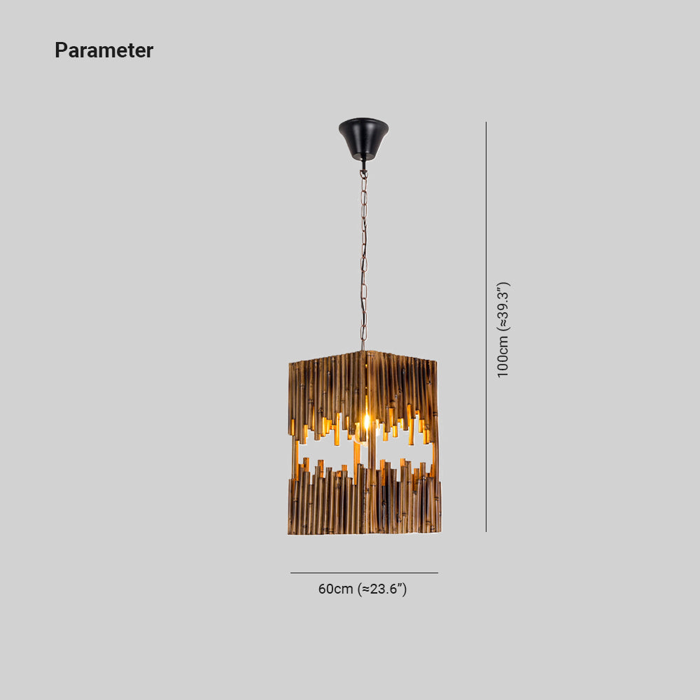 Brio Retro Rectangular Metal/Wood Pendant Light