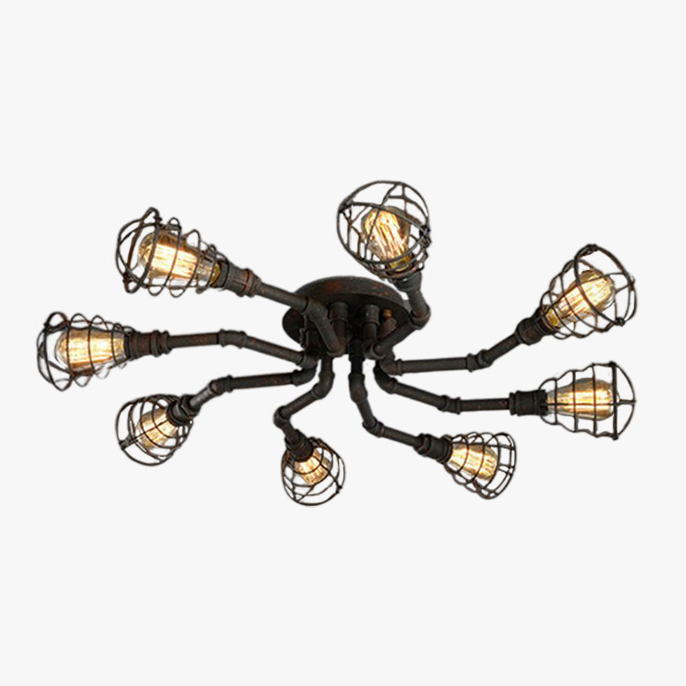 Cedric Industriele LED Plafondlamp Zwart/Messing Metaal Woon/Slaapkamer