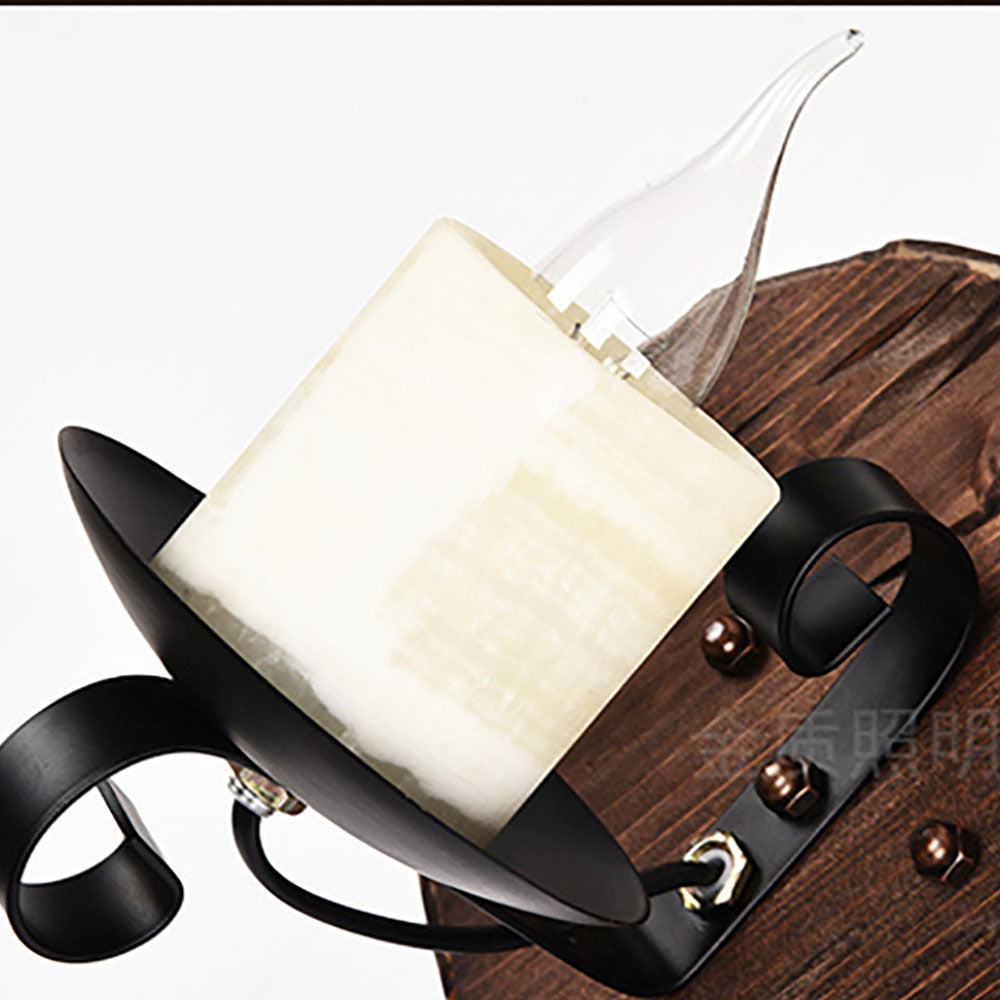 Brio Design Cucurbits/Kaars Vintage Wandlamp, Hout/Metaal, Woonk/Eetkamer