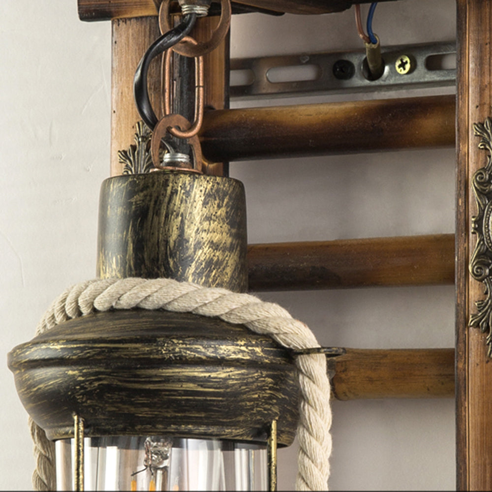 Brio Marcello Elio Orsini Alonza Carina Renzo Brio Vintage Lantaarnvorm Houten Metalen Wandlamp, Woonkamer