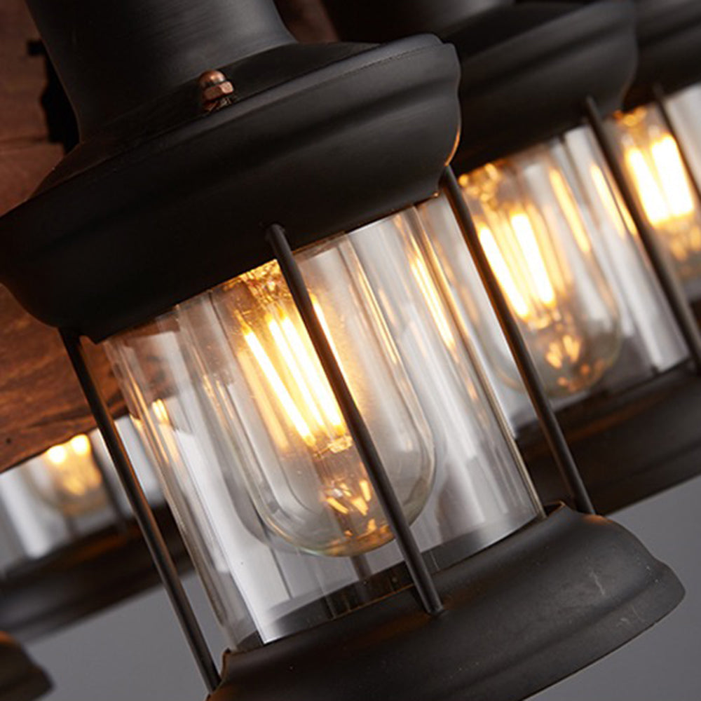 Brio Retro Rudder Metal & Wood Pendant Light, 8 Heads