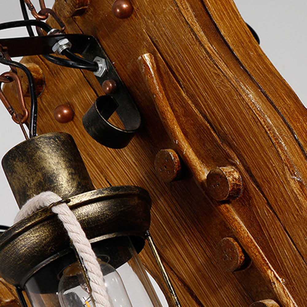 Brio Retro Saxophone Metal/Wood Pendant Light, Walnut