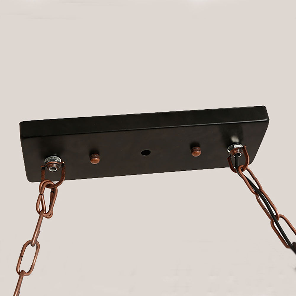 Brio Vintage 5 Ring Metal/Wood Pendant Light, Walnut