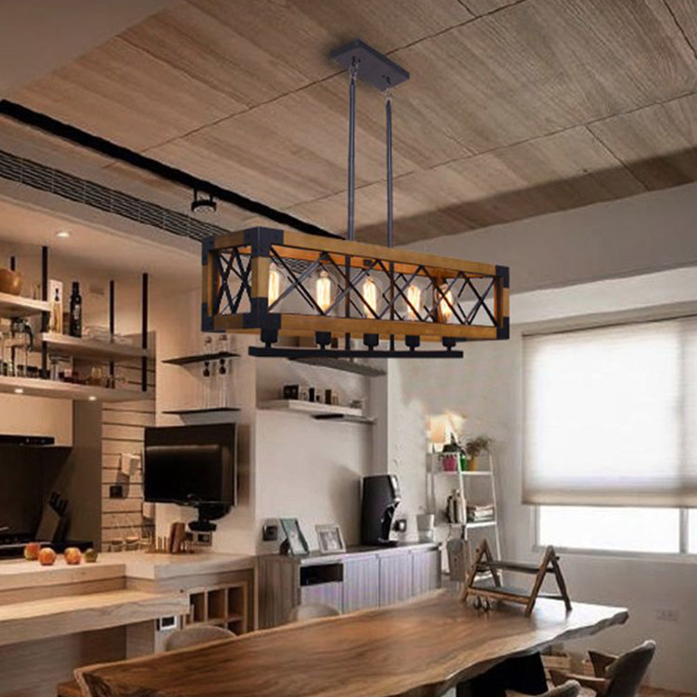 Solomon Industriele LED Hanglamp Metaal Hout Woonkamer Eetkamer