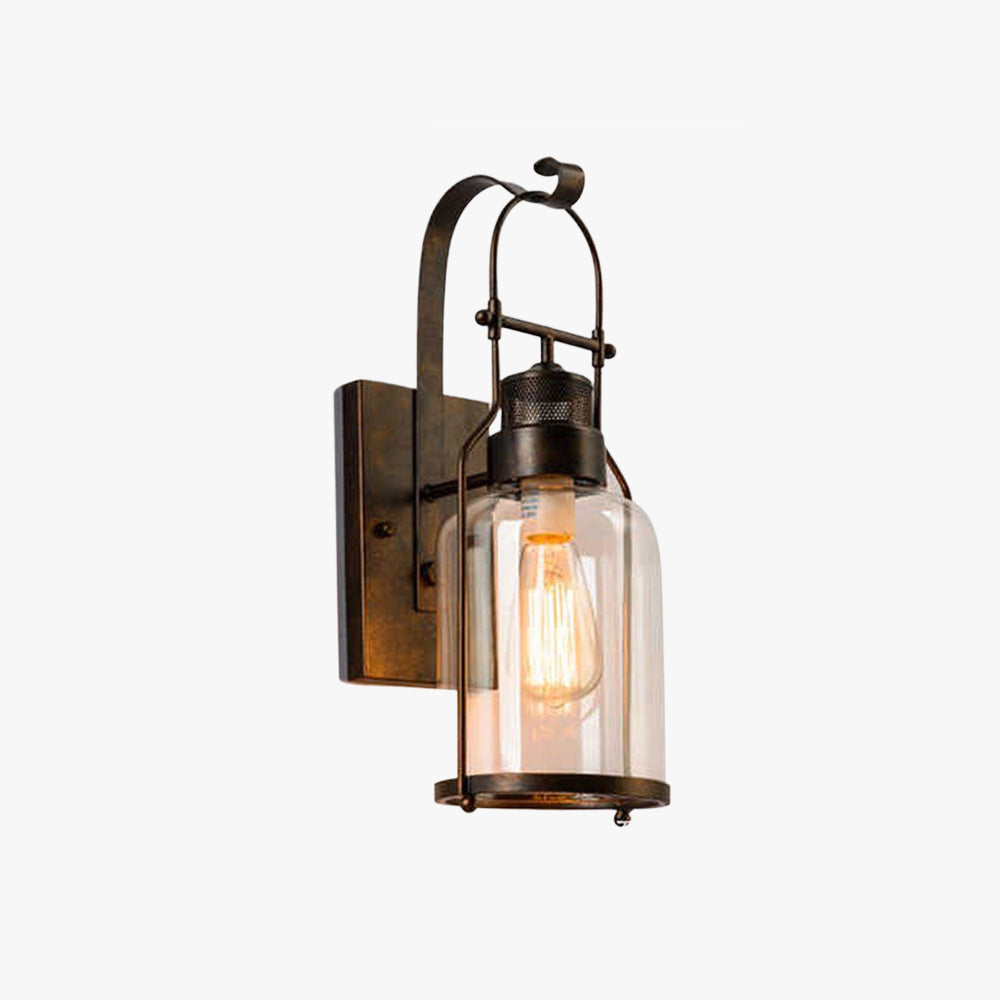Valerio Retro LED Wandlamp Roest Zwart Glas Metaal Woonkamer Eetkamer