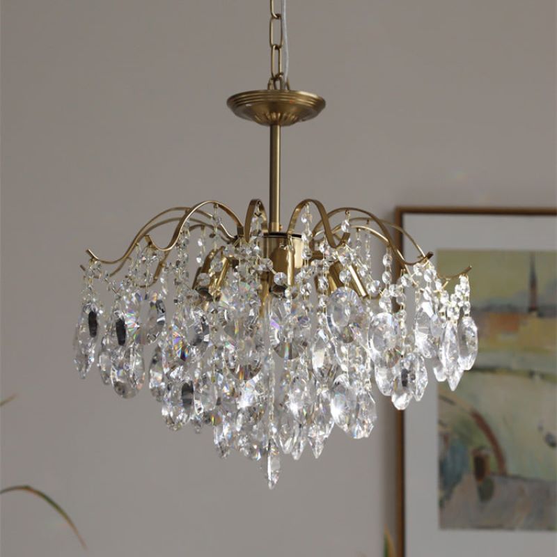 Marilyn Retro Kristal Kroonluchters Amber Glas Metaal Woonkamer