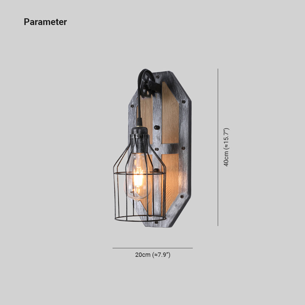 Brio Vintage Vogelkooi Design Houten Metalen Wandlamp, Slaapkamer/Keuken