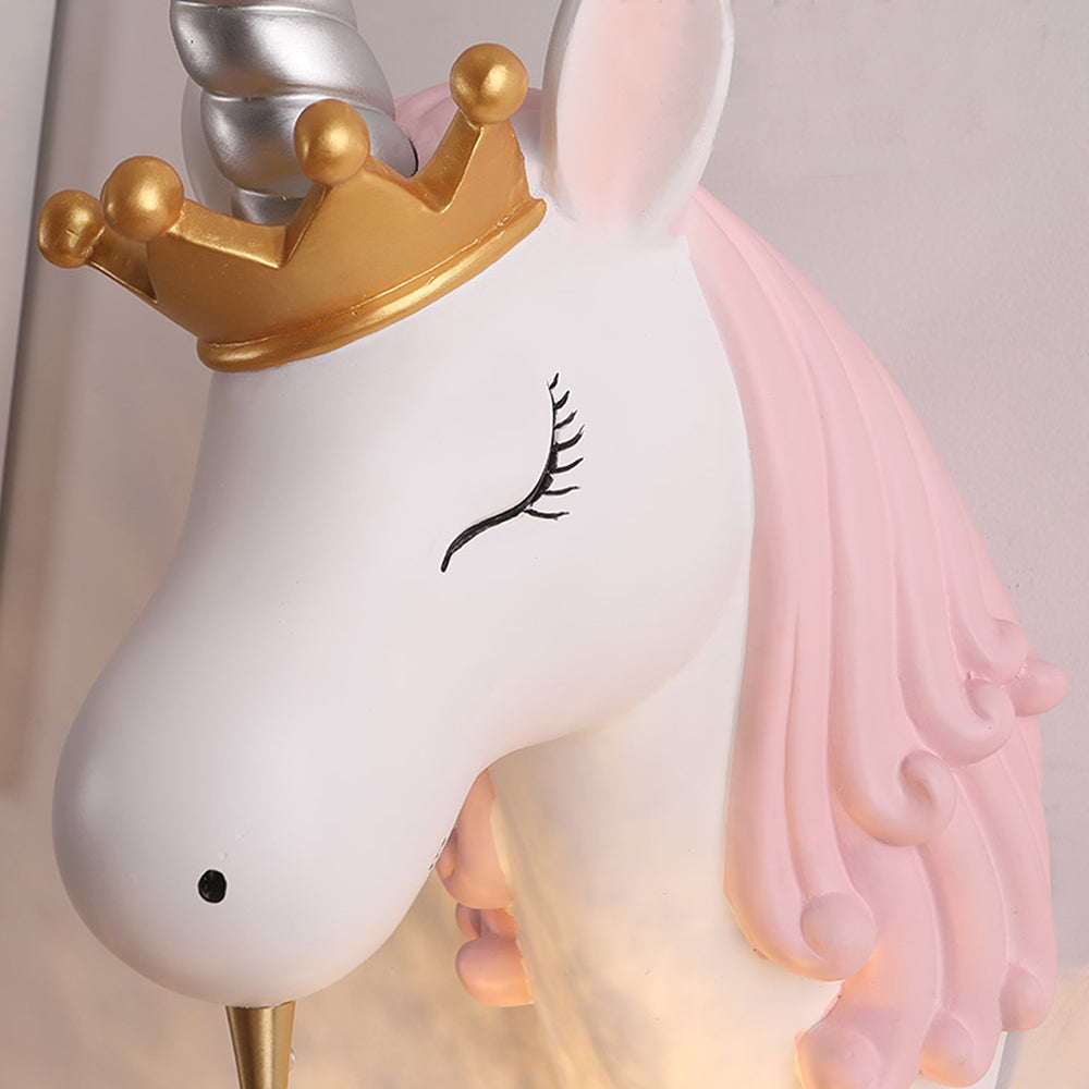 Minori Design Eenhoorn LED Wandlamp Hars Wit/Goud Slaap/Kinder/Woon/Eetkamer