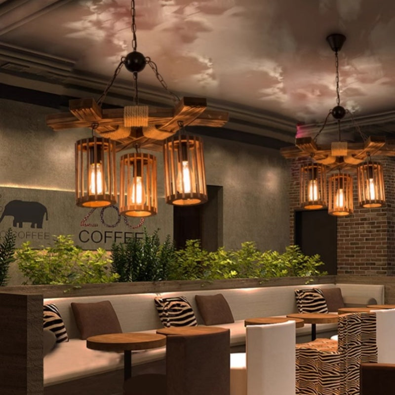 Brio Retro LED Kroonluchters Hout Restaurant/Woonkamer/Bar