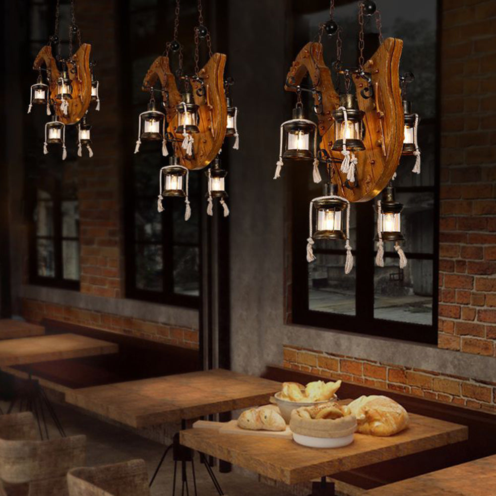 Brio Retro Saxophone Metal/Wood Pendant Light, Walnut