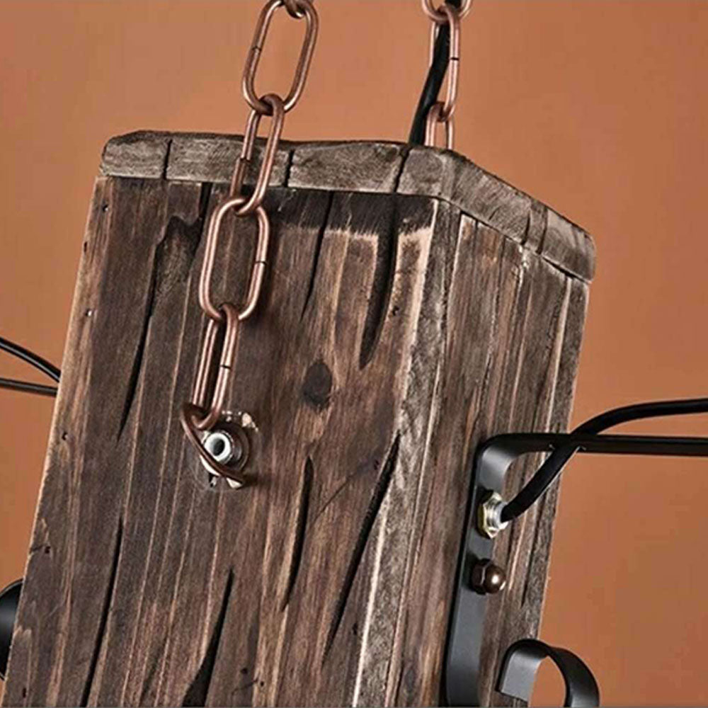 Brio Vintage Rechthoekige Hanglamp,  Metal/Houten Eetk/Woonkamer