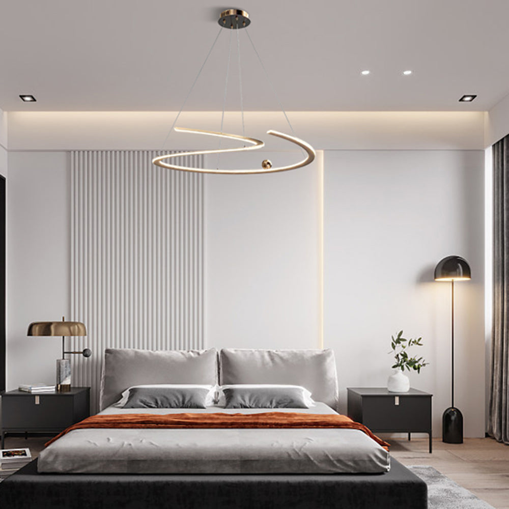 Louise Minimalistisch Golflijn LED Hanglamp Metaal/Acryl Goud Slaap/Woon/Eetkamer