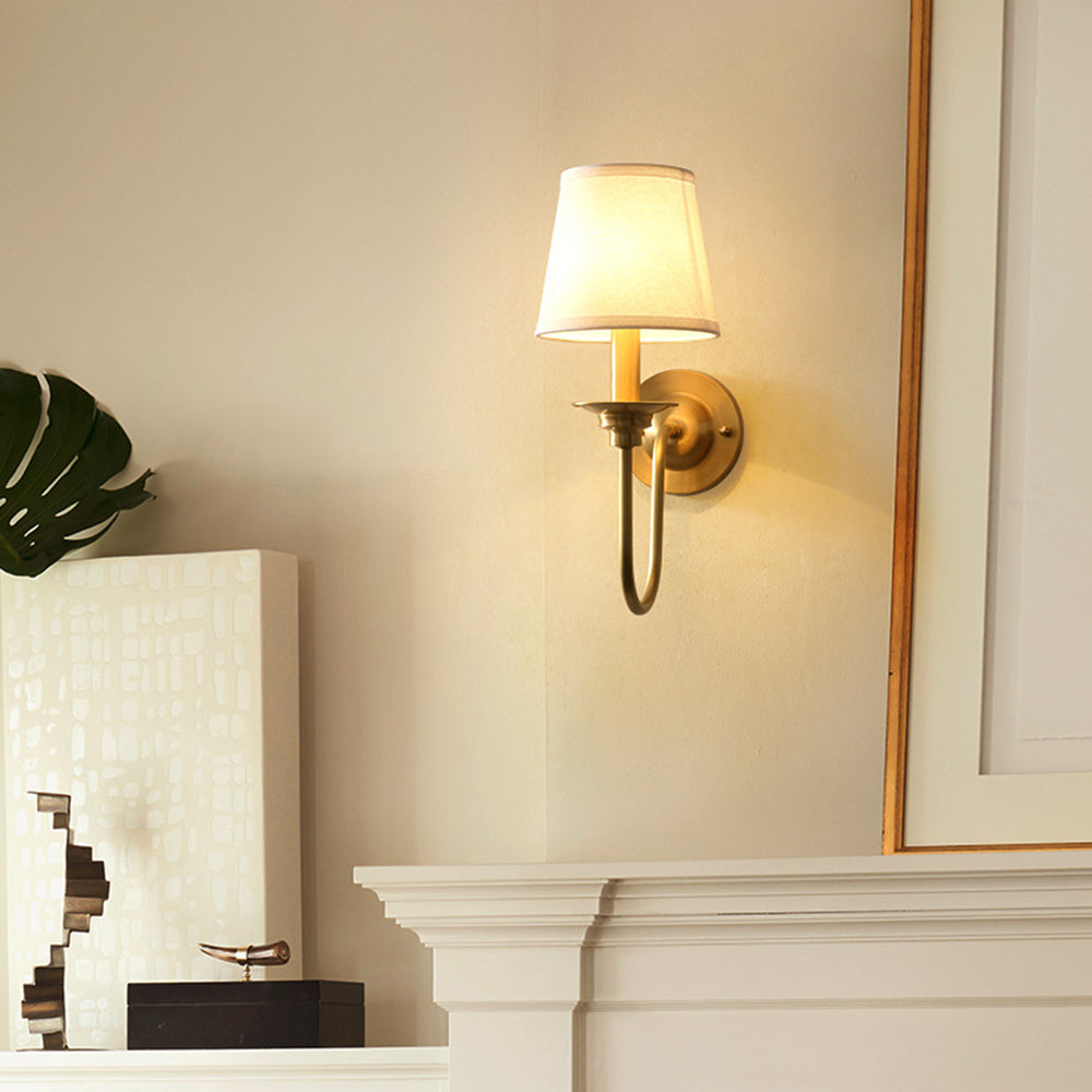 Valerio Vintage Rustic Lantern Metal/Fabric LED Wall Lamp, Gold