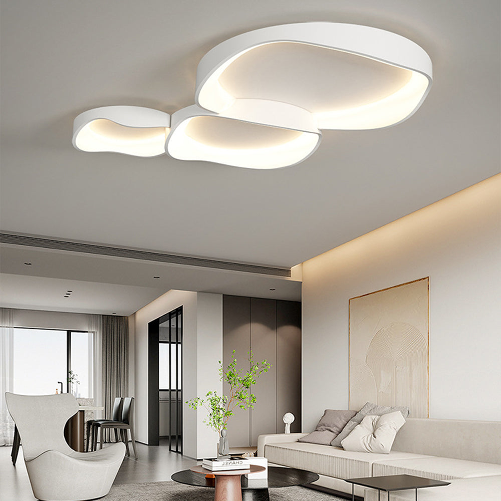 Alonza Modern Wave Flush Mount Ceiling Light, Living Room, White