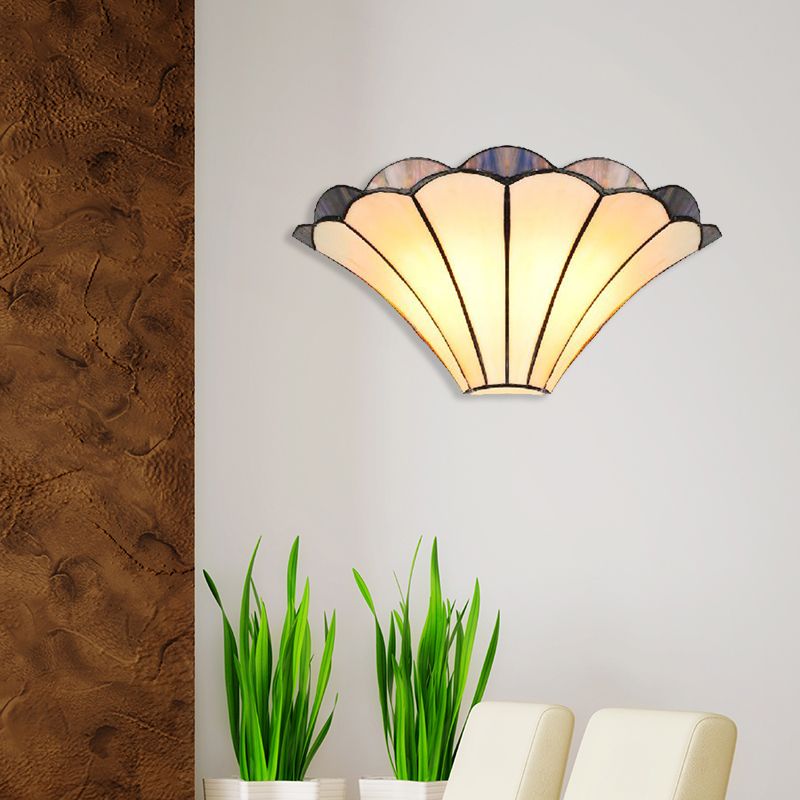 Adrian Decoratieve Glazen LED Wandlamp Met Bloem, Beige, Woonkamer