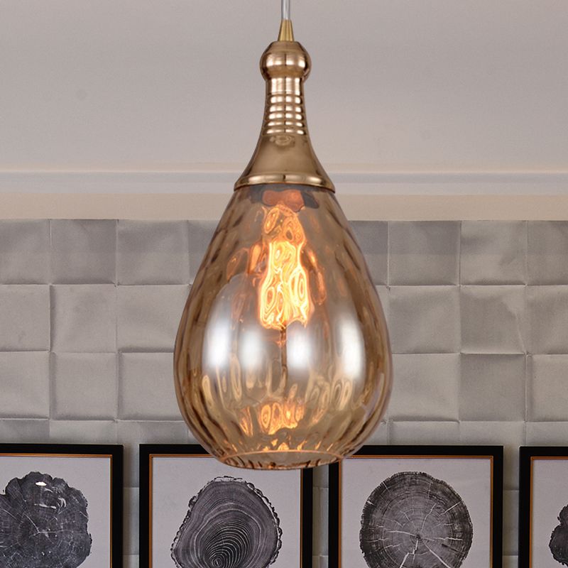Elio Industriële Teardrop Hanglamp, Glas/Metaal, Zwart/Brass
