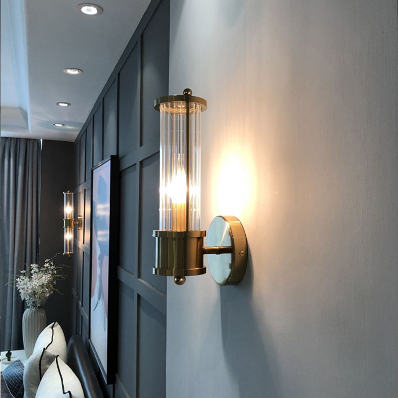 Leigh Amerikaanse Cilindrische Wandlamp Goud Metaal Glas Badkamer