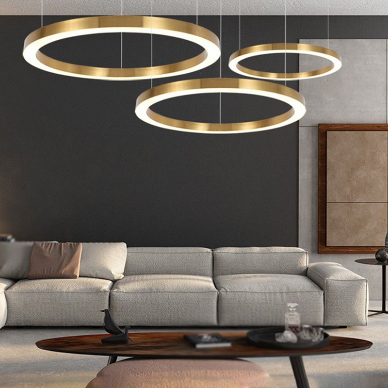 Alonza Moderne Ring Metalen Hanglamp, Woonk/Eetk/Slaapkamer, Goud