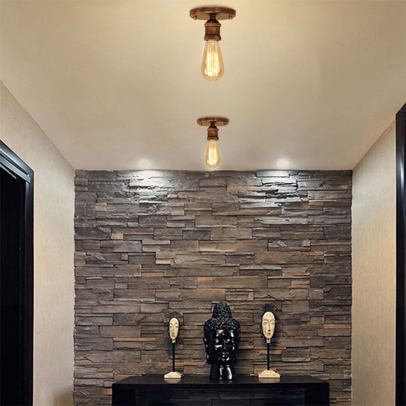 Valerio Retro Vintage Bulb Semi-Flush Mount Ceiling Light