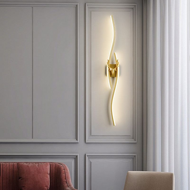 Oliver Modern Industriele LED Wandlamp Zwart/Goud Metaal Woon/Slaapkamer Binnen