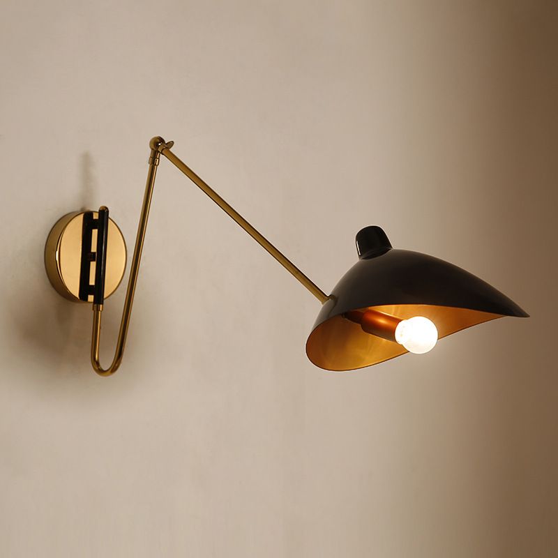 Orsini Industrieel Swing LED Wandlamp Zwart/Goud Metaal Woonkamer